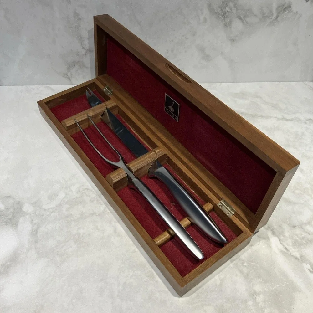 2-Piece Carving Set Fork Knife Gerber Legendary Blades with Box Vintage